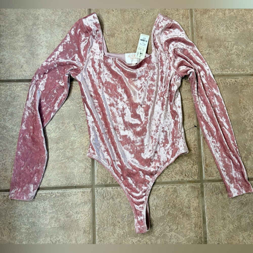 Francesca's Collections Blush Velvet Bodysuit